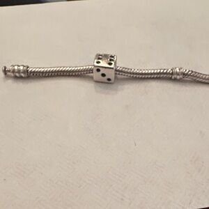 Sterling Silver Dice Charm Bracelet Bead